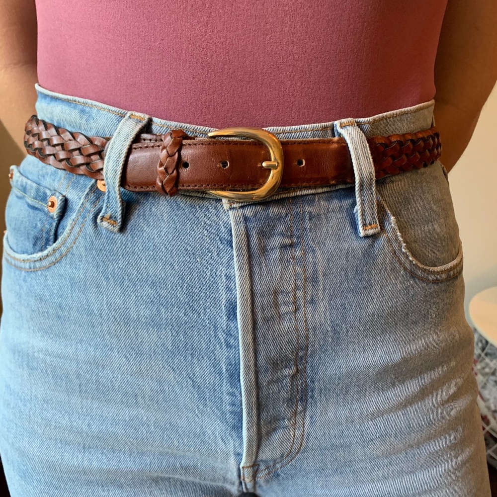 Brown Vintage Leather Braided Belt